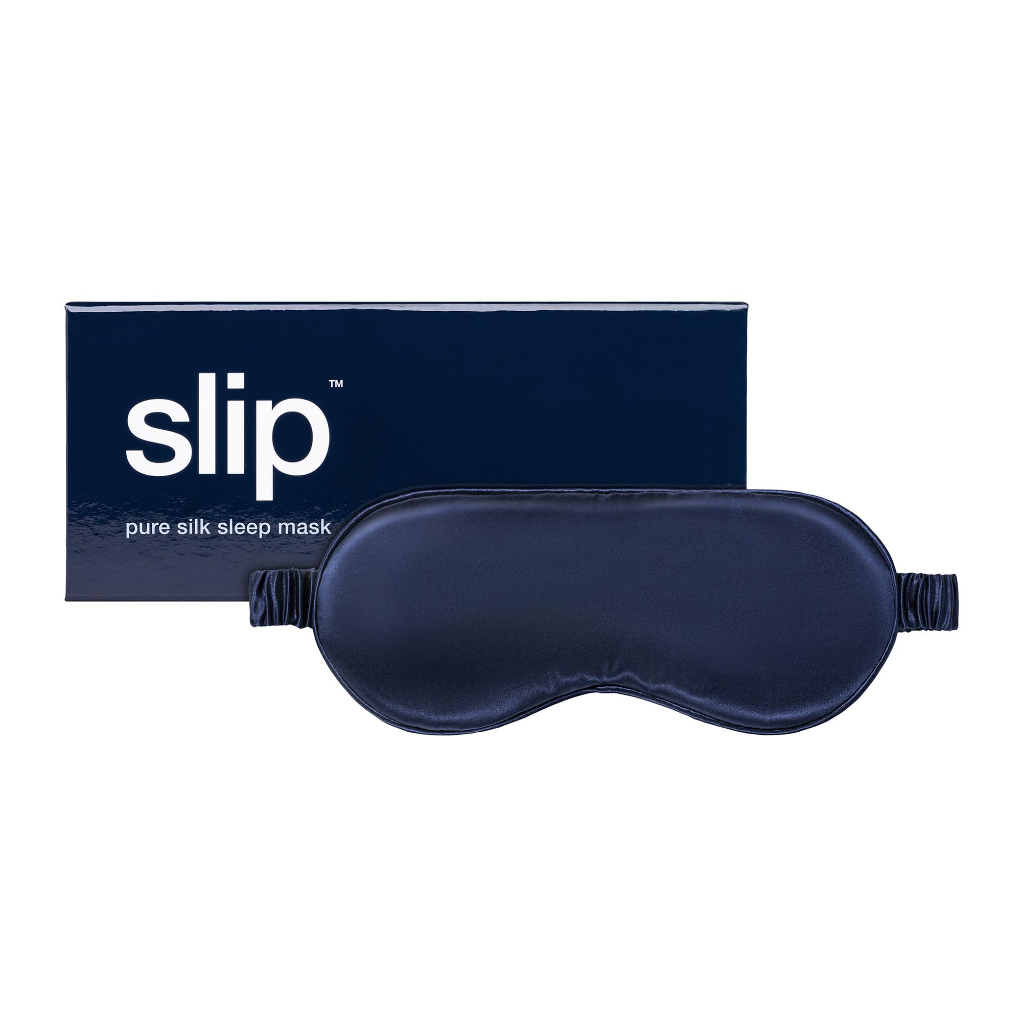 Slip Silk Sleep Mask Navy Blue - 100% Pure Mulberry 22 Momme Slipsilk Eye Mask - Comfortable Sleeping Mask with Elastic Band + Pure Silk Filler and Internal Liner - One Size