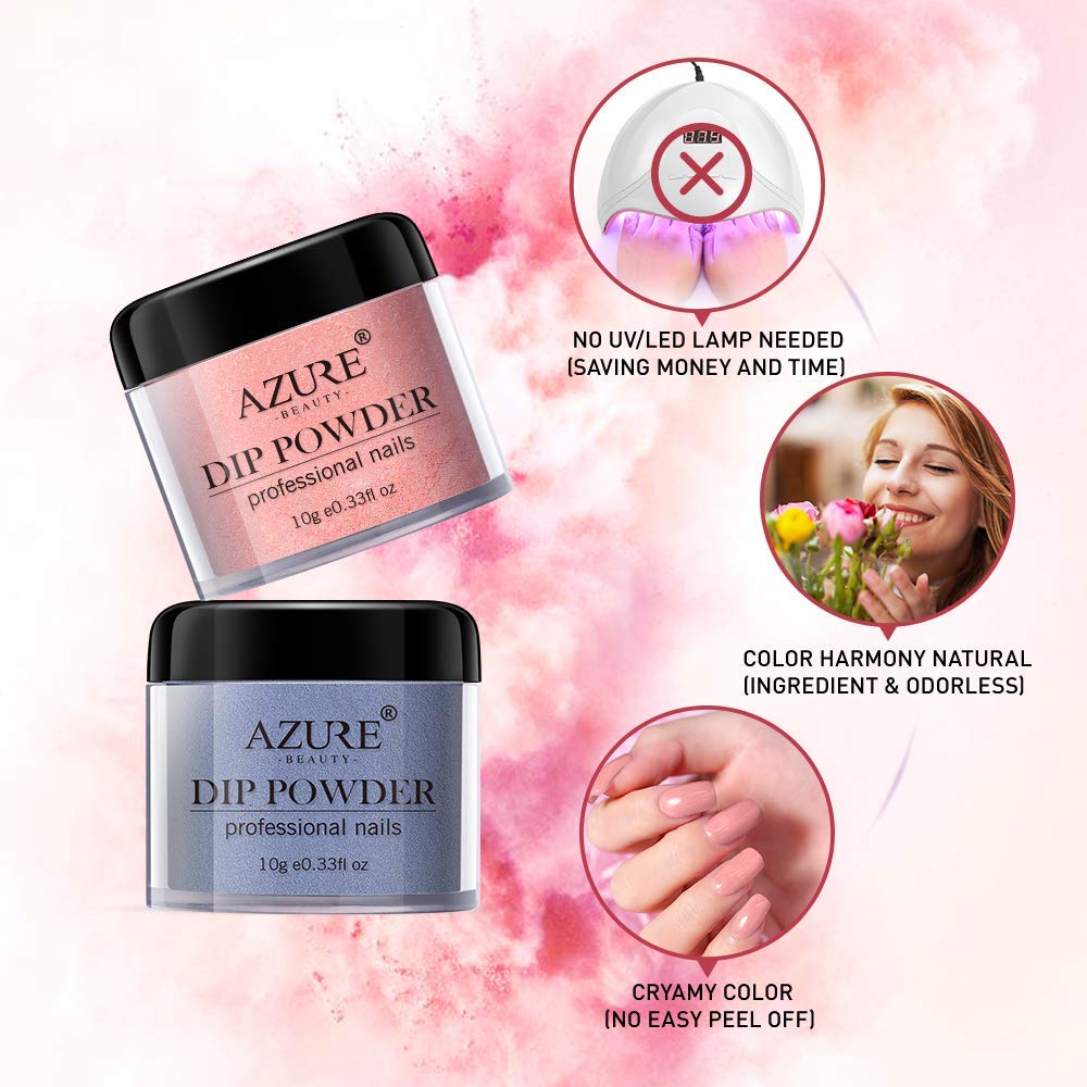 Dip Powder Nails Color Set With 10 PCS Dip Powders Nails No Nail Lamp Needed for French Nail Manicure Nail Art: Beauty