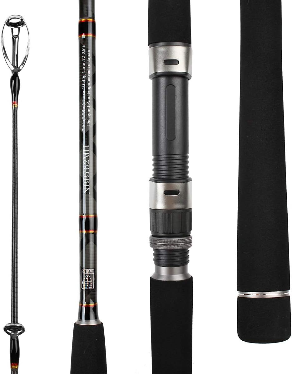 NOEBY NBRO-SBK5 Spinning Inshore Fishing Rod Ultra-Light 2 Piece Surf Fishing rods M & MH-Action Graphite Pole with Carbon Fiber Blanks for Bass