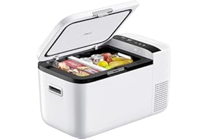 ICECO GO20 Dual Zone 12 Volt Refrigerator, 12V Car Refrigerator with Secop Compressor, Separate Control, DC & AC, 0℉ - 50℉, Portable Freezer Compressor Cooler for Outdoor, White, 21 Quart(20 Liter)