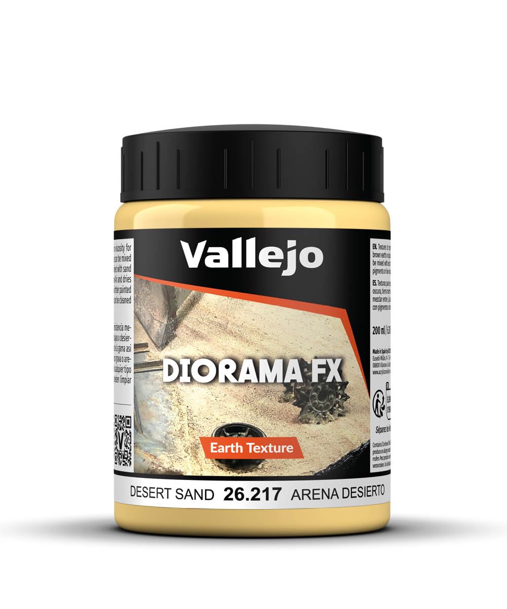 Vallejo Diorama FX Desert Arena 200ml Acrylic Paint, Water-Based, Realistic Finish, High-Density Light Brown Paste for Simulating Sand Textures in Dioramas and Models