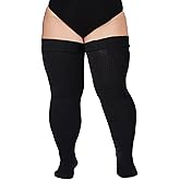 Moon Wood Plus Size Womens Thigh High Socks for Thick Thighs- Extra Long Thick Over the Knee Stockings- Leg Warmers Socks