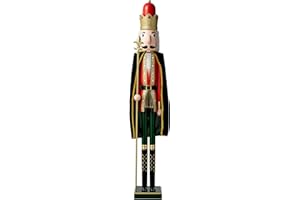 Euty King Wooden Nutcracker 42" Decoration Large Size Xmas King with Velvet Cloak Figurine Indoor & Outdoor