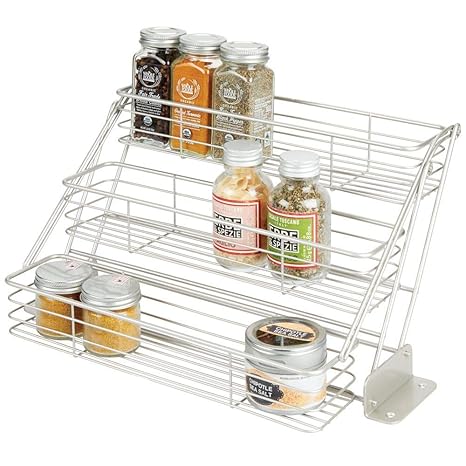 Mdesign Modern Metal 3 Tier Pull Down Spice Rack Easy Reach