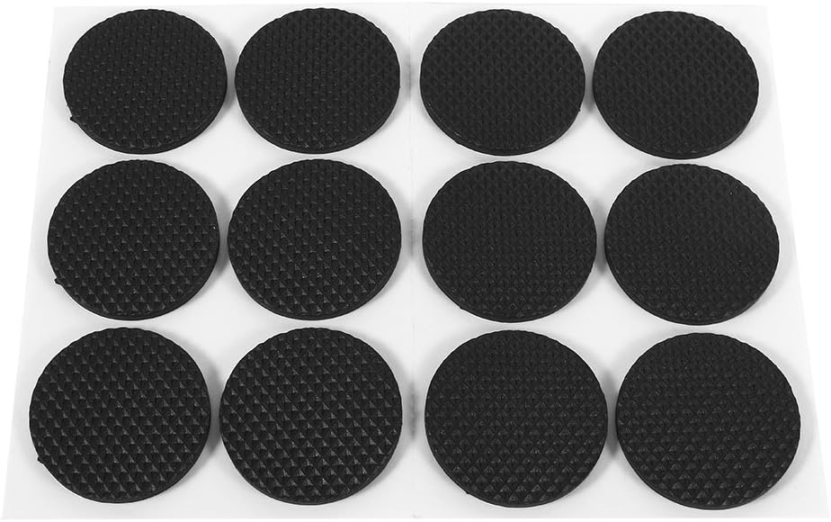 12Pcs Circular Black Non-Slip Self Adhesive Rubber Feet Pads Protectors Furniture for Cabinets Small Appliances Electronics Picture Frames Furniture Drawers Cupboards