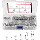 WMYCONGCONG 300 PCS High Strength Fishing Duo Lock Snaps Stainless Steel Snap Swivels Fishing Lure Hook Connector #0-#5 24LB-83LB for Freshwater Saltwater Fishing Gear Tackle Accessories