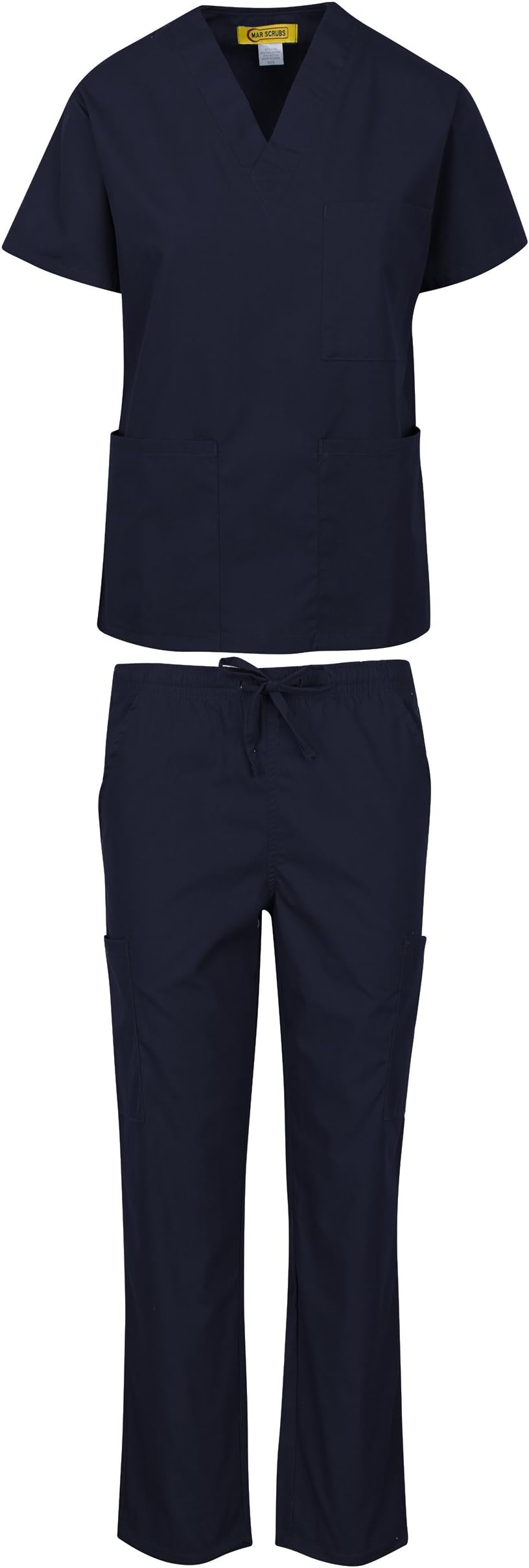 MAR SCRUBS Medical Uniform Women and Man Medical Scrubs Sets Top and Pants Navy-XXS