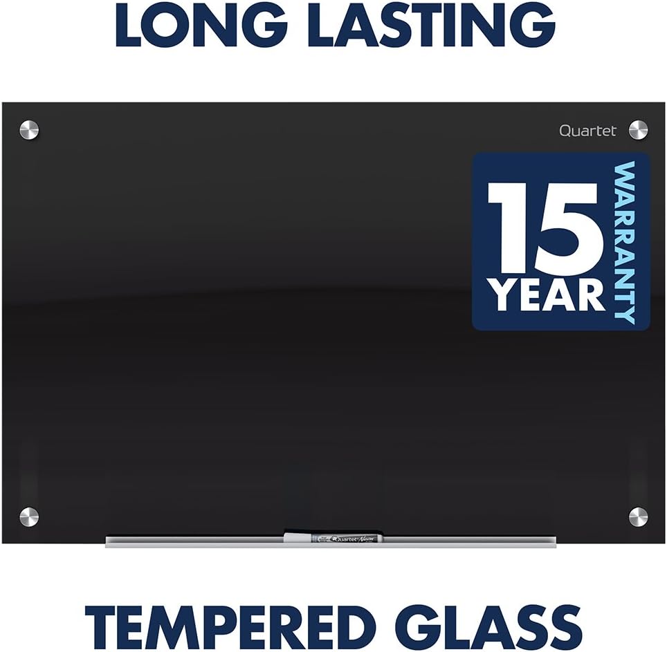 Quartet Glass Whiteboard, Magnetic Dry Erase White Board, 2' x 1.5', Black Surface, Infinity (G2418B) : Office Products