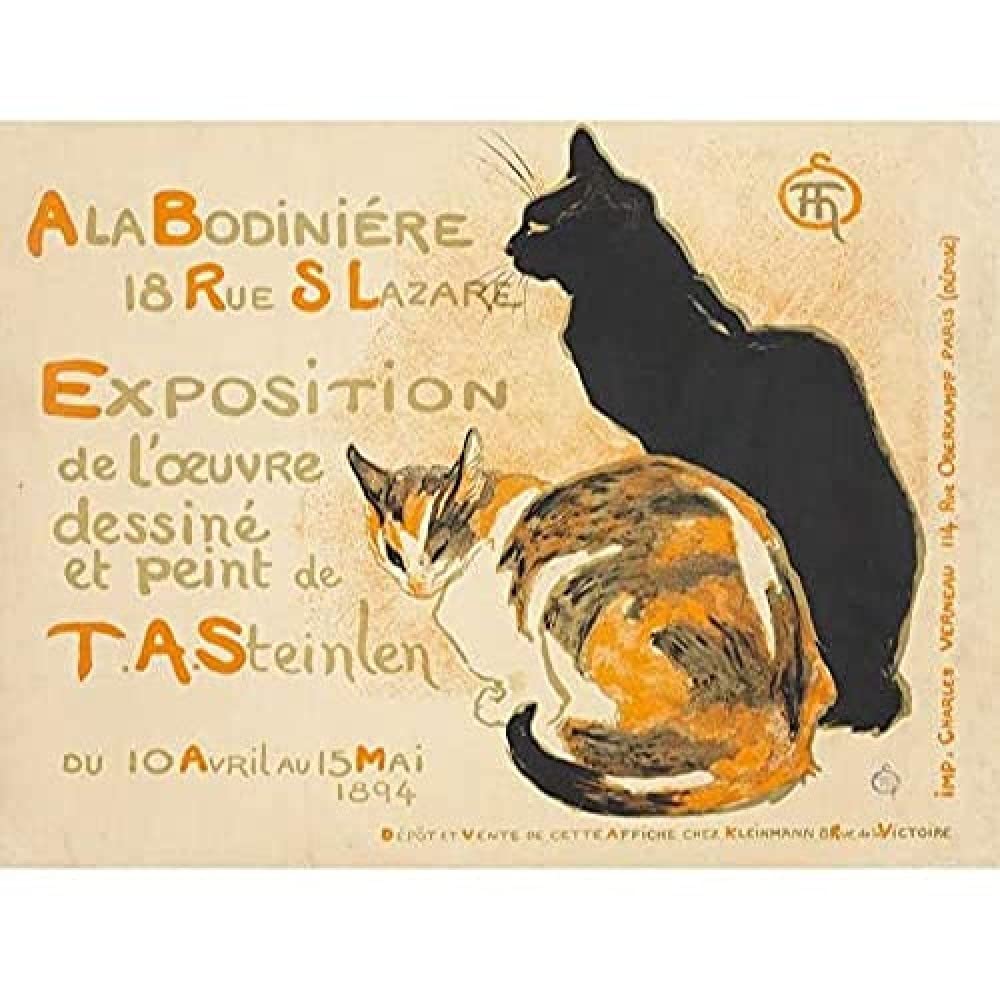 Steinlen Bodiniere Artist's Own Exhibition Cats Advert Art Print Canvas Premium Wall Decor Poster Mural