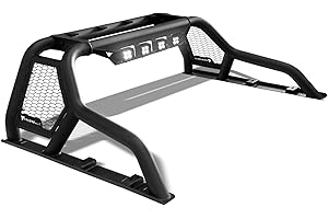 Armordillo CR1 Roll Bar Chase Rack For 1/2 Ton Full Size Truck|4x Quad LED Light Pods|04-24 F150 F-150|07-18 Silverado Sierra 1500|07-24 Tundra|04-24 Titan|19-24 Ram 1500|7163072 Chase Bar Matte Black