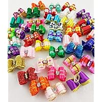 Hixixi 30pcs Pet Dog 3D Shiny Hair Bows Rhinestone Puppy Grooming Bows for Xmas Holiday Party Hair Accessories with Rubber Bands