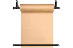 Vicenpal 15.5 Inch Retractable Kraft Paper Roll Holder Dispenser Wall Mounted Butcher Paper Holder Roller for to Do Lists, DIY Drawing, Taking Note, Artwork, Creative(Black)
