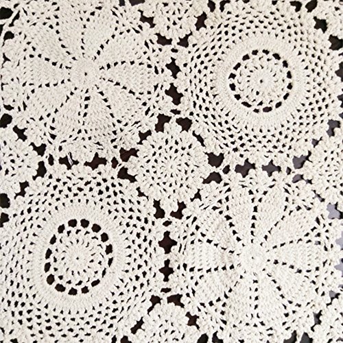 image for USTIDE Rustic Floral Table Runner Hand Crochet Table Placemats Beige C