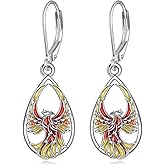 Hummingbird/Butterfly/Phoenix Earrings for Women 925 Sterling Silver Teardrop Abalone Dangle Earrings Leverback Jewelry Gifts
