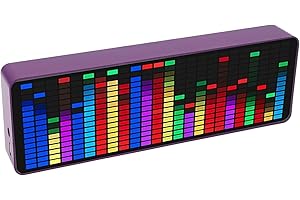 Music Spectrum Display, 384 LED RGB Colorful 1624 Segment Rhythm Light with Clock 20 Dynamic 7 Color, 5V 1A 3W USB 2 Control 
