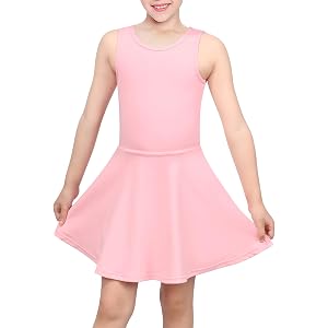 Sunny Fashion Girls Tennis Dress Open Back Bow Sleeveless Kids Golf School Sports Dresses Outfit with Shorts Pockets