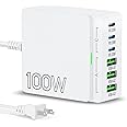USB C Charger Block Charging Station: 100W 6 Port GaN Fast Charging Brick Hub Cube Box - PD 3.0 Type C & USB A Wall Charger Power Adapter for iPhone 16 Pro Max iPad Samsung Android Pixel