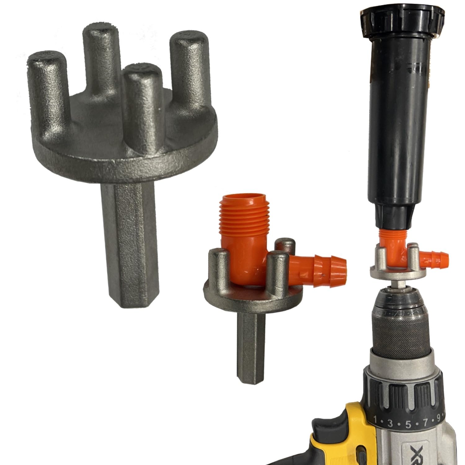 Photo 1 of Keyfit Tools SPEED FREAK Drill Adapter Installation Tool For Funny Pipe Hose Barbed Elbows Tees Male Threads Fittings To Irrigation Sprinkler Heads Installs In Seconds Labor Savor