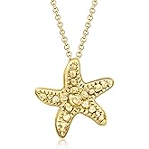 Ross-Simons Italian 18kt Gold Over Sterling Starfish Necklace. 18 inches