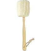 Natural Loofah Exfoliating Bath Brush - Body luffa loofa Sponge On a Stick - Sponge Scrubber with Long Wooden Handle Back Bru