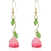 Just Follow Tulip Dangle Gold Flower Earrings for Women Drop Floral Flower Statement Blossom Earrings