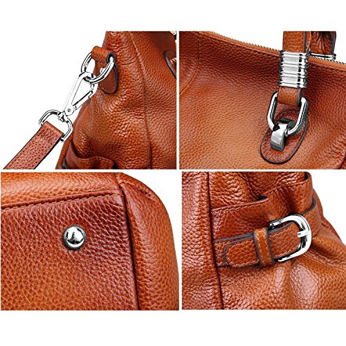S-ZONE Women's Vintage Genuine Leather Tote Shoulder Bag Top-handle Crossbody Handbags Ladies' Purse