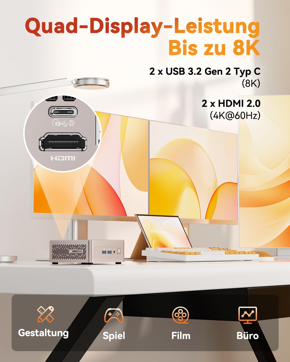 GEEKOM Mini PC A5 mit AMD Ryzen 7 5825U(Upgrade zu 5500U), 16GB DDR4 (Aufrüstbar,Kein LPDDR) 512GB SSD | 3 Jahren Garantie | 2.5G LAN | NUC Mini PC Win-11 Pro | Mini Computer für Home/Office/Gaming 9