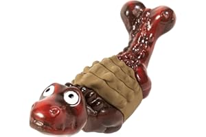 Sedioso Indestructible Dog Toy for Aggressive Chewers, Tough Nylon Dog Toy for Large Dogs, Real Bacon Flavored Dog Chew Toy for Medium/Large Breed Dogs (Chew Series, Red Dinosaur)