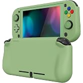 PlayVital ZealProtect Protective Case for Nintendo Switch Lite, Ergonomic Grip Hard Cover - Durable Comfort Shock-absorbent Anti-Scratch with Screen Protector &amp; Thumb Grip Button Caps, Matcha Green
