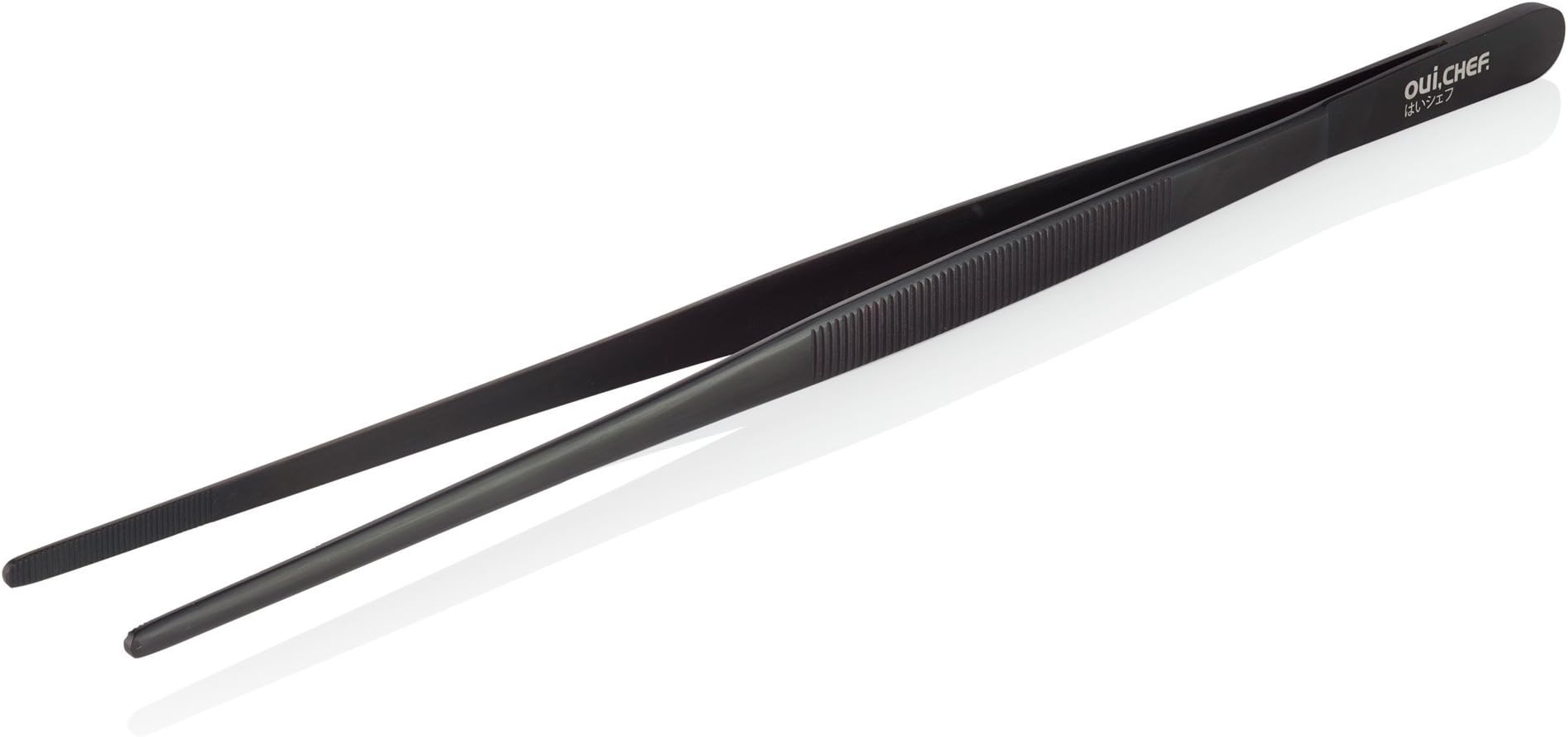 OUI CHEF 30cm/11.81" High Precision Top Quality Straight Chef's Tweezers (Jet Black)