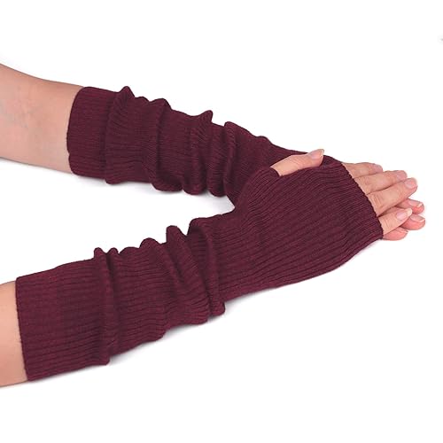 F Flammi Cashmere Blended Arm Warmer for Women Winter Fingerless Gloves  Knit Mitten Gloves Wrist Warmer with Thumb Hole in Oman Whizz Arm Warmers