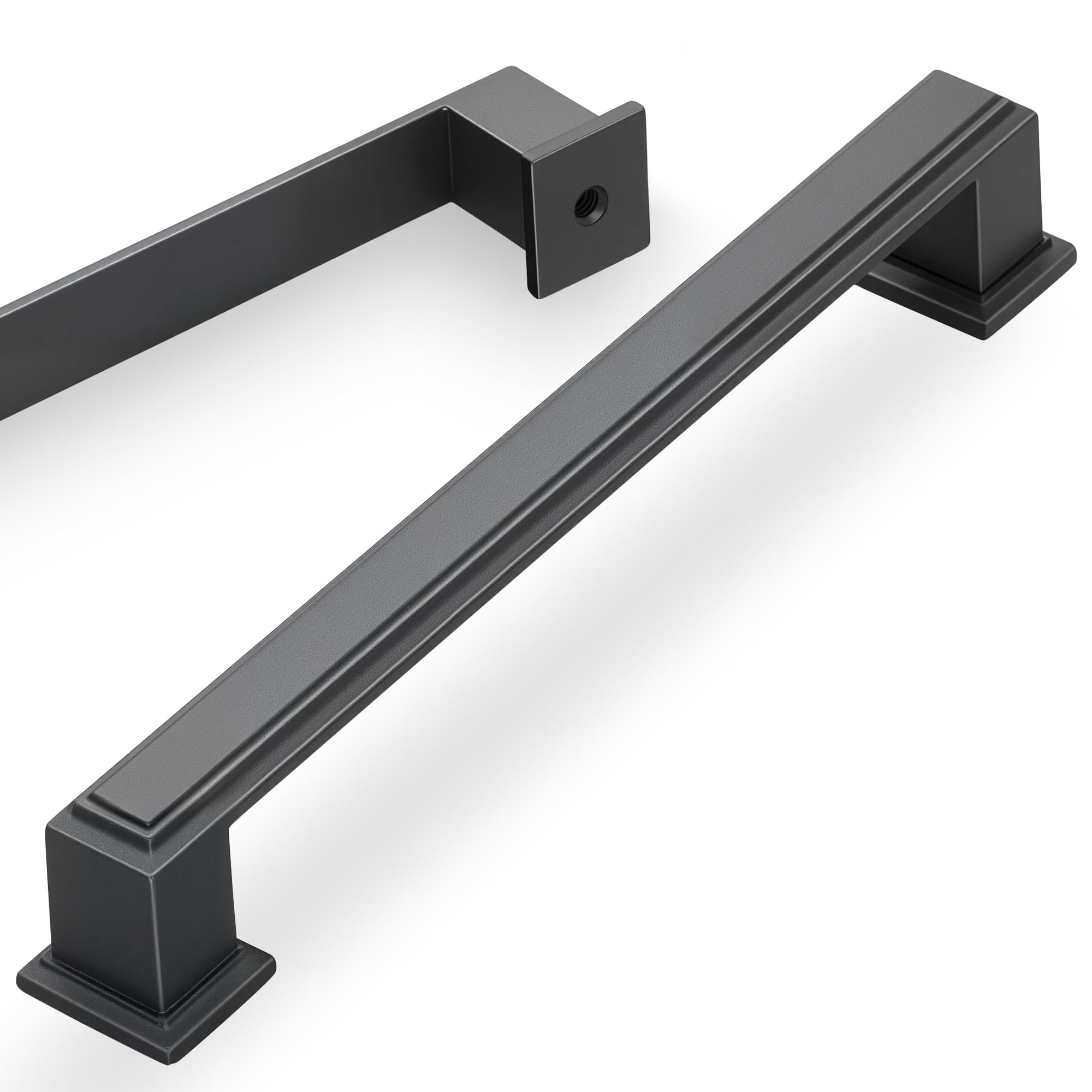 Photo 1 of 10 Pack 6.3 Inch(160mm) Hole Center Matte Dark Gunmetal Gray Modern Cabinet Pulls Kitchen Cabinet Handles Kitchen Cabinet Hardware Timeless Drawer Pulls for Dresser Cupboard Wardrobe, Gray(6.3x10)