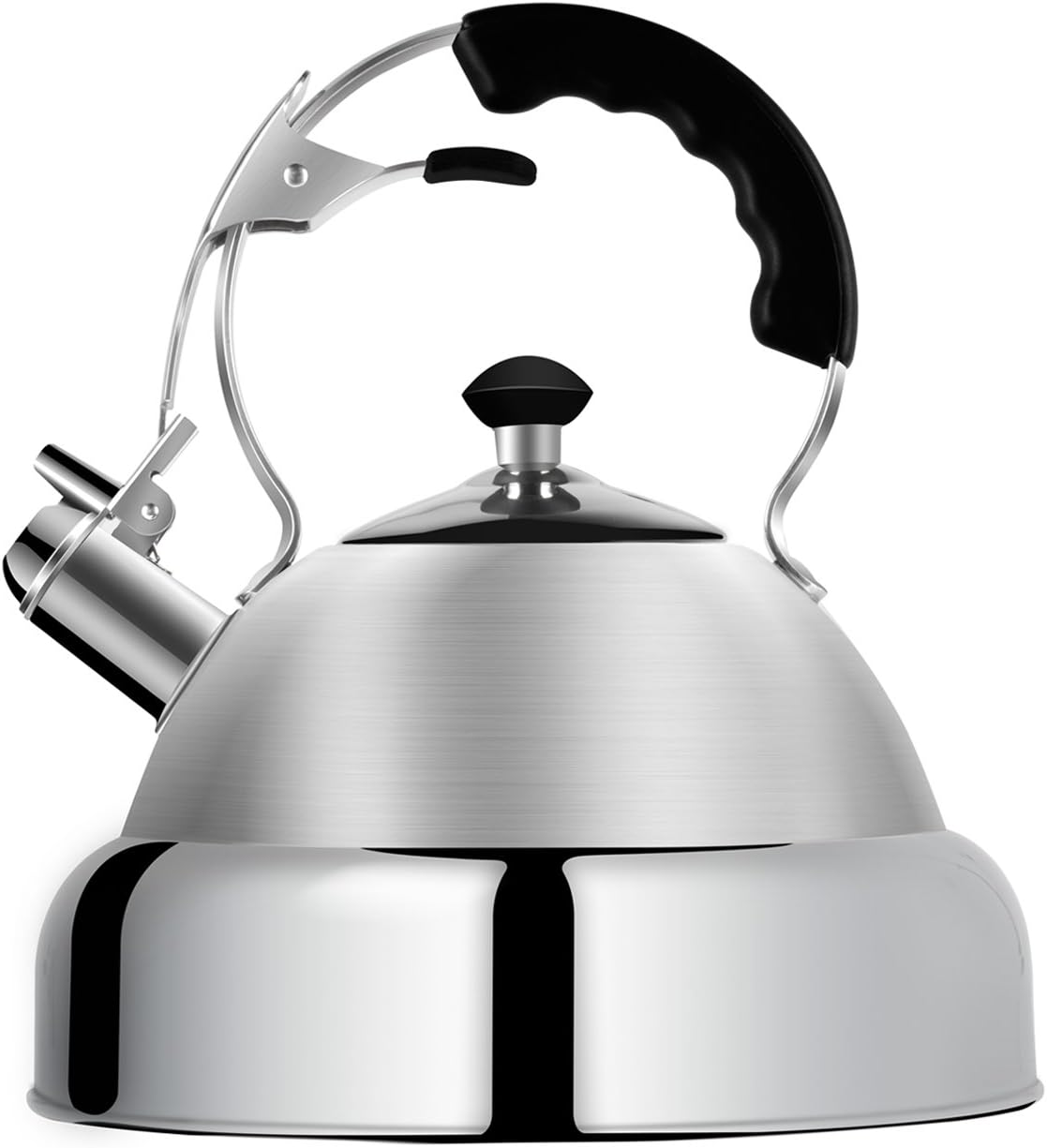 Tea Kettle Stovetop Whistling Teakettle Stainless Steel - Large 4.5 Quart - AMFOCUS