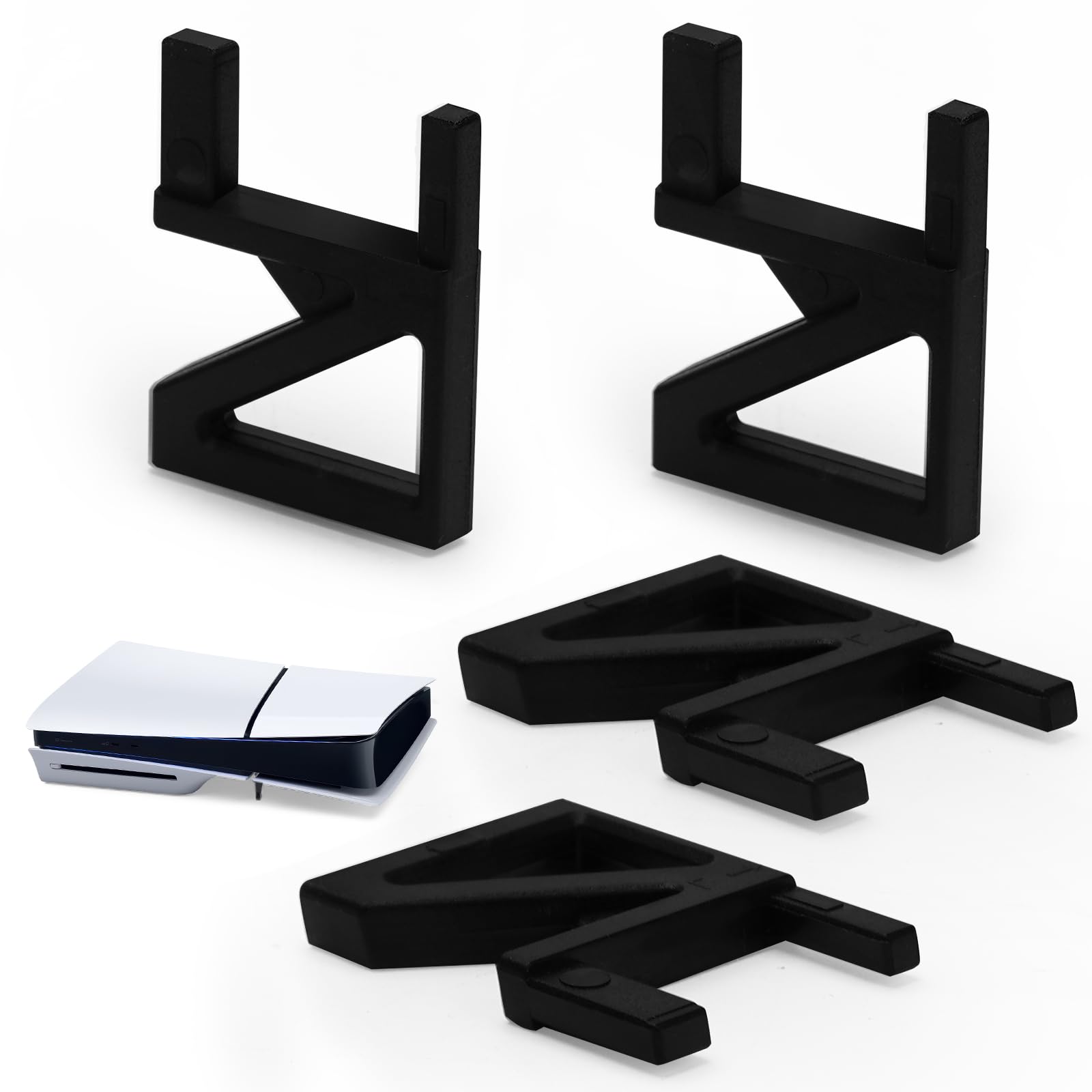 YIBEICO 4pcs Stand for PS5 Slim,Horizontal Stand Console Compatible with Sony PlayStation 5 Slim Digital Edition and Disc Edition (Black Square*4pcs)