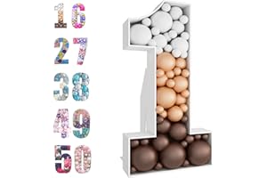 JoyBox Design 4ft Mosaic Balloon Frame Number 1 Light Up Marquee Pre-Cut Kit Number Cut-out Extra Large Foam Board Backdrop Birthday Baby Party Anniversary…