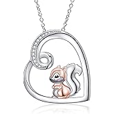 Alphm Heart Animal Necklace for Women 925 Sterling Silver Giraffe/Bunny/Squirrel/Panda/Hedgehog/Ladybug/Cat/Dachshund/Peacock Pendant Necklace Animal Jewelry Persents for Daughter Sister