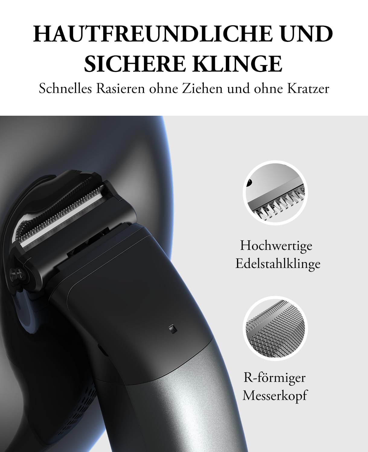 Intimrasierer Mann, kensen 2 in 1 Rasierer Herren Intimbereich Wasserdicht Körperrasierer Herren Typ-C Bodygroom Herren Nass Trocken Intim Rasierer Männer Beine Brust Achselhöhle Leiste Aufsteckkämme 3