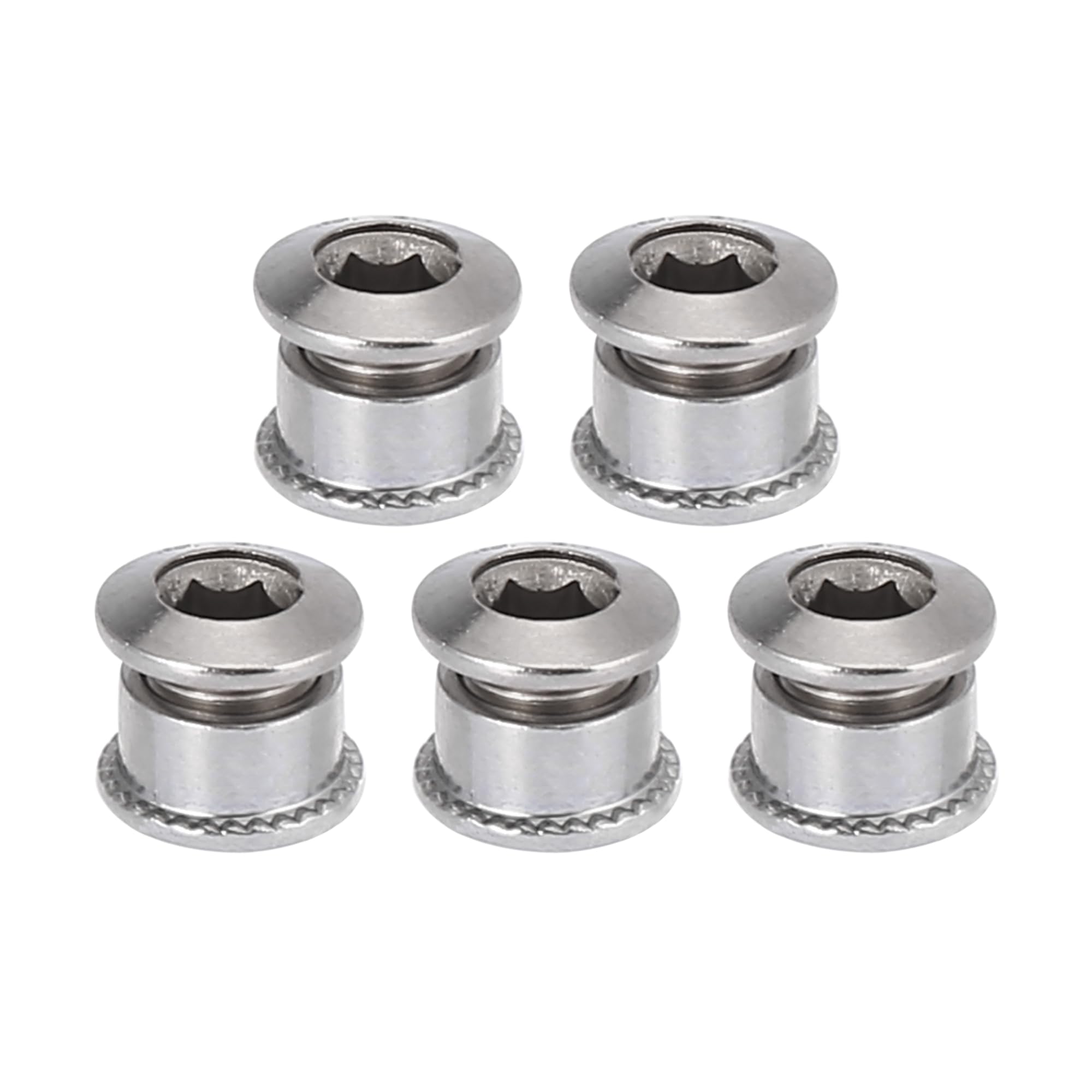 X AUTOHAUX 5pcs Silver Tone Chainring Nuts Road Bike Bicycle Chain Ring Bolts