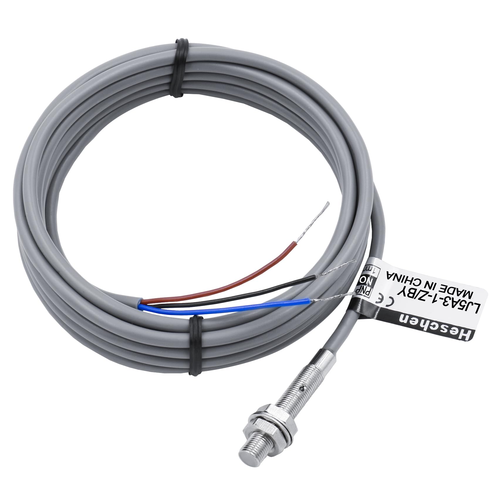 Heschen M5 Inductive Proximity Sensor Switch Shield Type LJ5A3-1-Z/BY Detector 1mm 10-30VDC 150mA PNP Normally Open(NO) 3 Wire