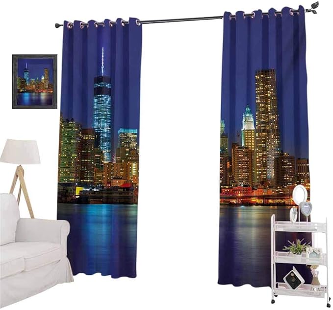 Aishare Store Bedroom Blackout Curtains, Manhattan Sunset Skyline