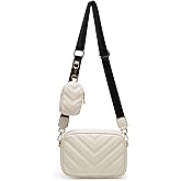Herald Chevron Quilted Small Crossbody Bag with Coin Purse Pouch, Women Square Camera Side Shoulder 2 Size Handbags | Chevron, Quilted, Small, Coin Purse Pouch, Camera, 2 Size