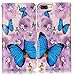 iPhone 8 Plus Wallet Case, iPhone 7 Plus Case Cover, JanCalm PU Leather Wallet Case with [Detachable Wrist Strap][Multi Card/Cash Slots] Stand Flip Magnetic Cover + Crystal Pen (Butterfly/Purple)