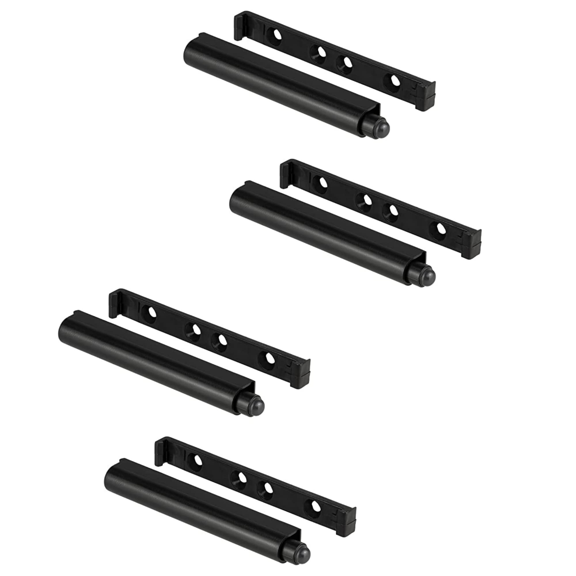 Gedotec Push Latch Plastic Automatic Latch Push-to-Open Door Opener Black - Slim | Door Latch Strong | Push Opener for Cupboard Doors | 4 Pieces - Furniture Latch Drawer & Cupboard Doors