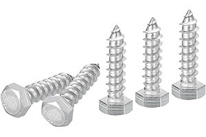 DTGN 3/8" x 1-1/2" Hex Lag Bolts - 10 Pack - for Woodworking, Furniture - 304 Stainless Steel Full Thread Hexagon Head Lag Sc