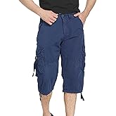 DONGD Mens Cargo Shorts 3/4 Relaxted Fit Capri Pants Below Knee Cargo Short