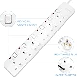 PARTH Surge Protected Extension Lead 10m 6 Socket with Switches UKCA BS1363A view 6