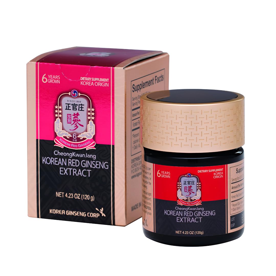 Cheong Kwan Jang Korean 6 Year Red Panax Ginseng Pure Extract 100% 120g (40 Days) - Reduces Fatigue & Strengthens Immune System | Grown, Produced, Laboratory Tested in South Korea