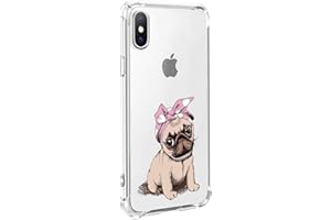 Cute Pug Case for iPhone XR, MAYCARI Clear TPU Phone Cases with Design, Soft Flexiable Slim Protective Cases, Anti-Scratch Sh