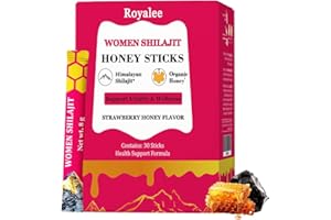 ROYALEE Honey Sticks Shilajit for Women Strawberry Flavor Shilajit with Shatavari & Saffron Natural Energy, Hormonal Balance, Focus & Vitality Support Wellness Booster Herbal Honey Packs - 30 Sticks