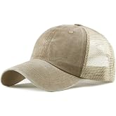 CLAPE Vintage Mesh Baseball Cap Low Profile Trucker Hat for Men Breathable Cotton Summer Cool Hat Outdoor Ball Cap